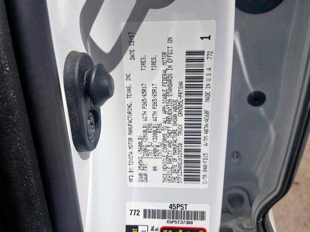 5TFCZ5AN2JX129330 - 2018 TOYOTA TACOMA DOU თეთრი ფოტო 10