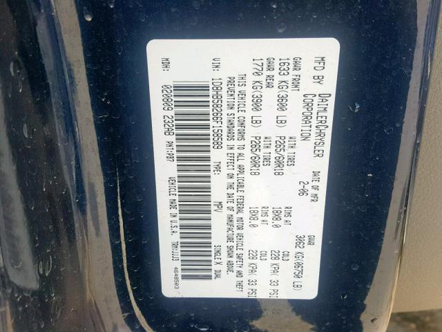 1D8HB58266F158589 - 2006 DODGE DURANGO LI BLUE photo 10