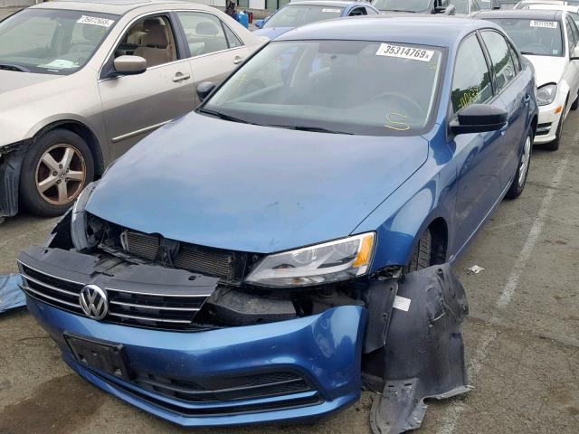 3VW1K7AJ3FM344424 - 2015 VOLKSWAGEN JETTA BASE BLUE photo 2