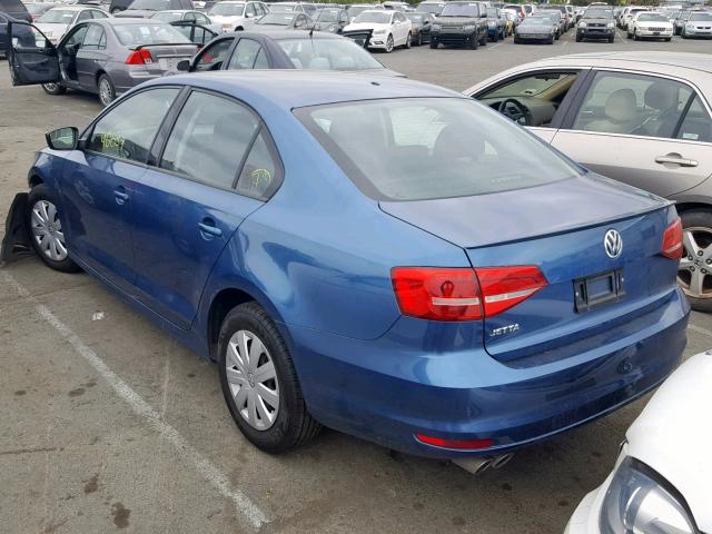 3VW1K7AJ3FM344424 - 2015 VOLKSWAGEN JETTA BASE BLUE photo 3