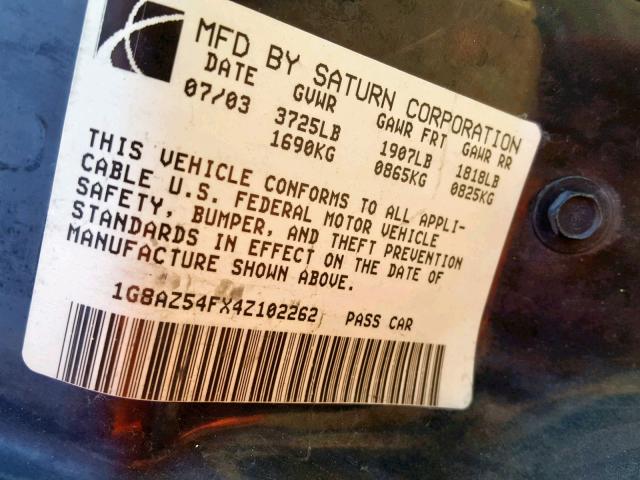 1G8AZ54FX4Z102262 - 2004 SATURN ION LEVEL 绿色 照片 10