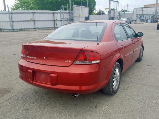 1C3EL56U01N514024 - 2001 CHRYSLER SEBRING LX RED photo 4