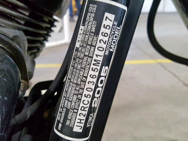 JH2RC50365M102657 - 2005 HONDA VT750 CA BLACK photo 10