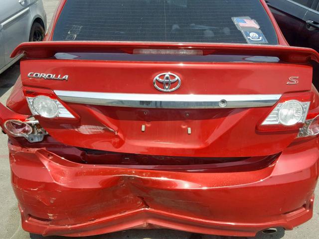 5YFBU4EE6DP173591 - 2013 TOYOTA COROLLA BA RED photo 9