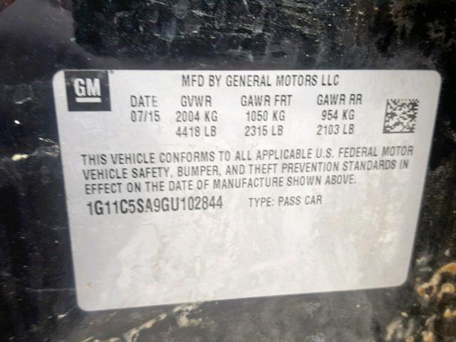 1G11C5SA9GU102844 - 2016 CHEVROLET MALIBU LIM 黑色 照片 10