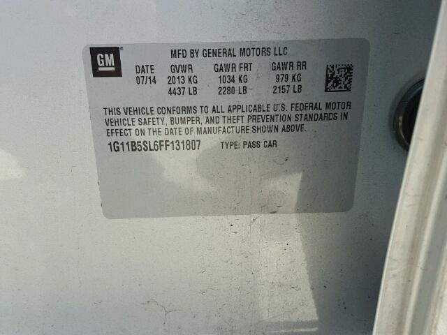 1G11B5SL6FF131807 - 2015 CHEVROLET MALIBU LS Gümüş foto 10