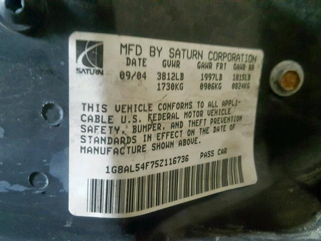 1G8AL55F17Z183480 - 2007 SATURN ION LEVEL GRAY photo 10