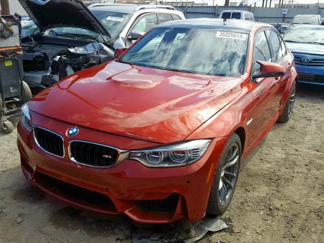 WBS3C9C54FP804438 - 2015 BMW M3 RED photo 2