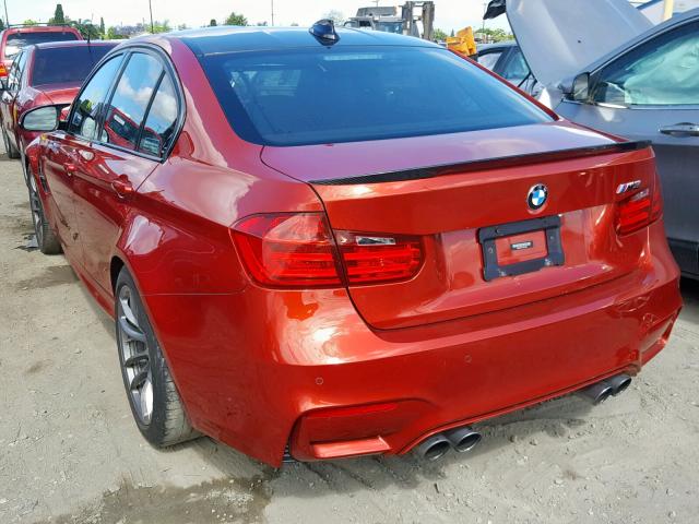 WBS3C9C54FP804438 - 2015 BMW M3 RED photo 3