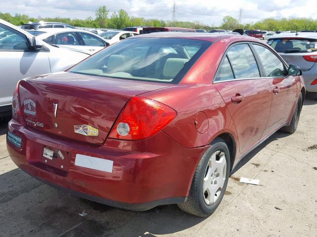 1G2ZF57B384169903 - 2008 PONTIAC G6 VALUE L RED photo 4