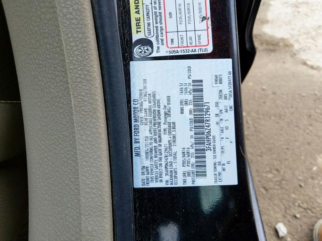 3FAHP06Z47R129671 - 2007 FORD FUSION S  photo 10