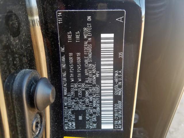 5TDBKRFH7FS110957 - 2015 TOYOTA HIGHLANDER LE  photo 10