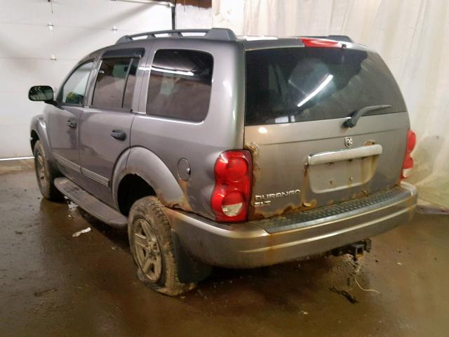 1D4HB48N05F556997 - 2005 DODGE DURANGO SL GRAY photo 3