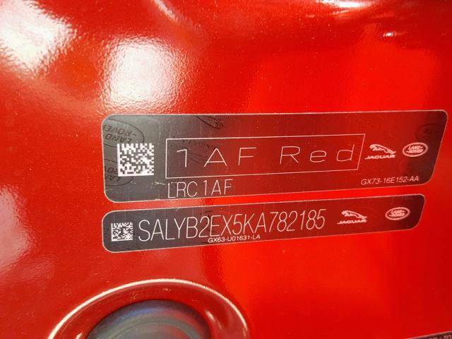 SALYB2EX5KA782185 - 2019 LAND ROVER RANGE ROVE RED photo 10