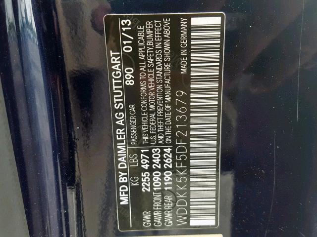 WDDKK5KF5DF213679 - 2013 MERCEDES-BENZ E 350 BLUE photo 10