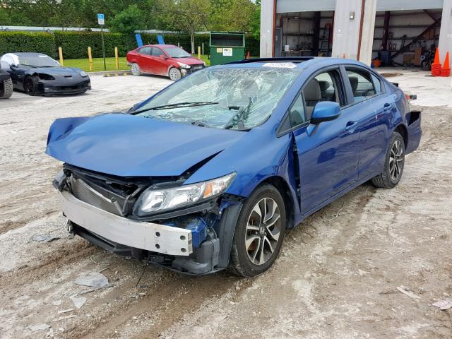 19XFB2F90DE074411 - 2013 HONDA CIVIC EXL BLUE photo 2