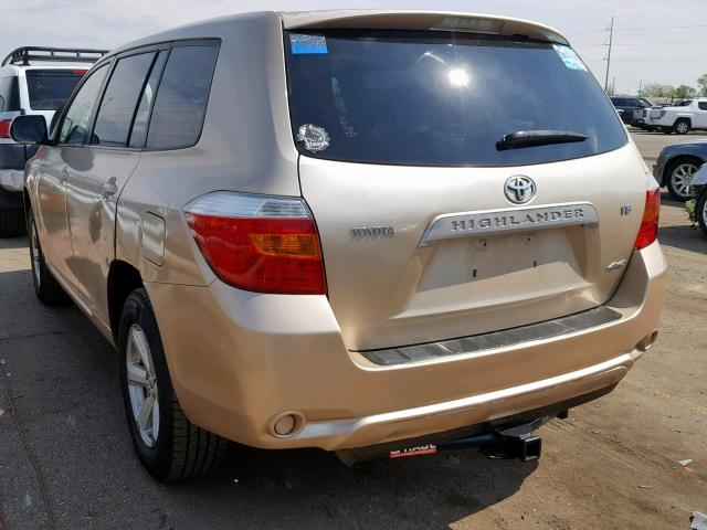 JTEES41A382029406 - 2008 TOYOTA HIGHLANDER GOLD photo 3