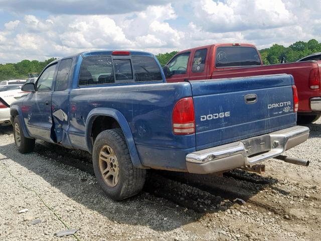 1D7HL12X33S118276 - 2003 DODGE DAKOTA SXT BLUE photo 3