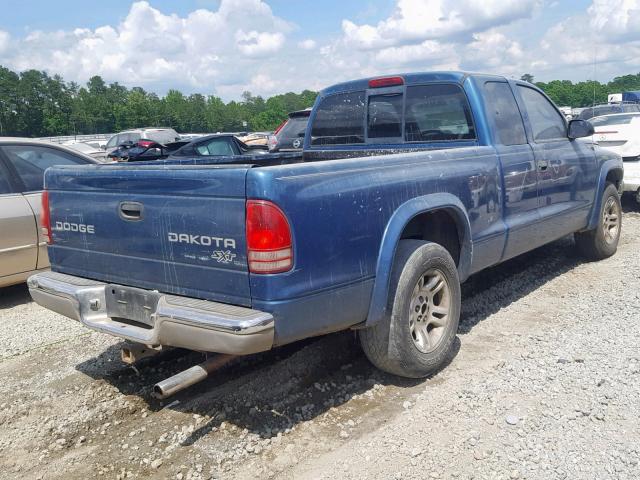 1D7HL12X33S118276 - 2003 DODGE DAKOTA SXT BLUE photo 4