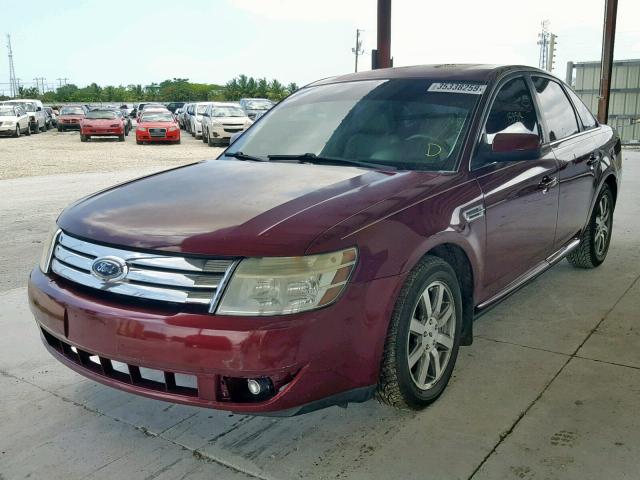 1FAHP24W78G110304 - 2008 FORD TAURUS SEL BURGUNDY photo 2