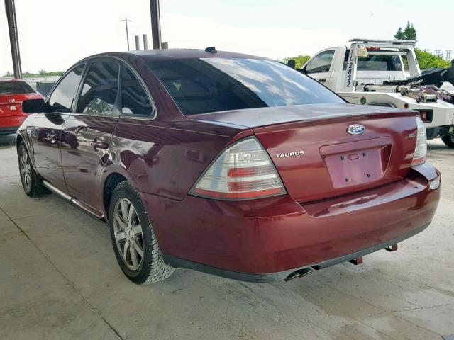 1FAHP24W78G110304 - 2008 FORD TAURUS SEL BURGUNDY photo 3