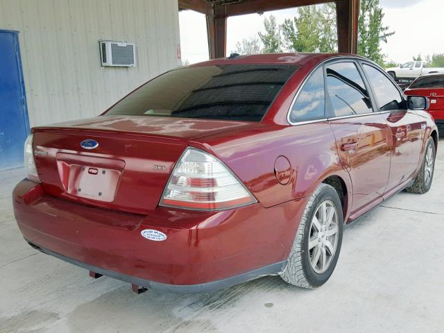 1FAHP24W78G110304 - 2008 FORD TAURUS SEL BURGUNDY photo 4