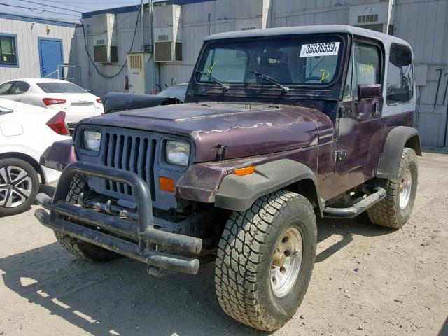 2J4FY59T8LJ511066 - 1990 JEEP WRANGLER / BURGUNDY photo 2