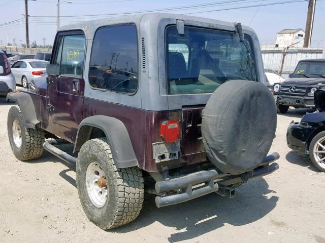 2J4FY59T8LJ511066 - 1990 JEEP WRANGLER / BURGUNDY photo 3