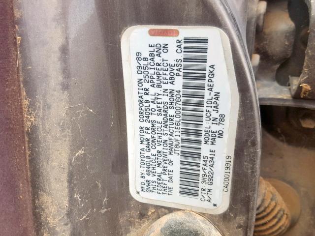 JT8UF11E6L0007604 - 1990 LEXUS LS 400 BROWN photo 10