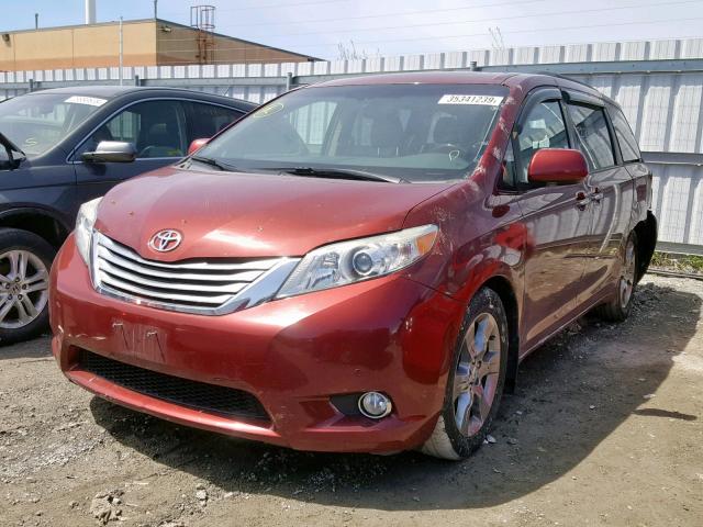 5TDYK3DC4BS057434 - 2011 TOYOTA SIENNA XLE RED photo 2