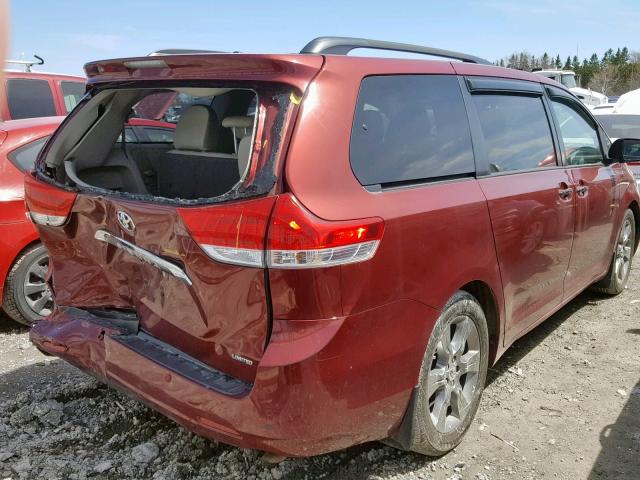 5TDYK3DC4BS057434 - 2011 TOYOTA SIENNA XLE RED photo 4