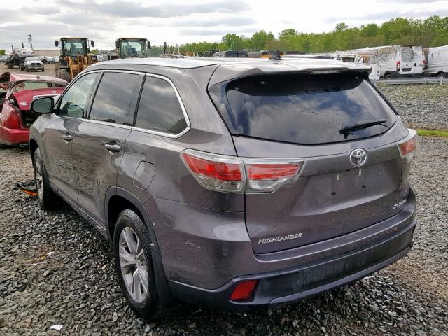 5TDJKRFH3FS150173 - 2015 TOYOTA HIGHLANDER GRAY photo 3