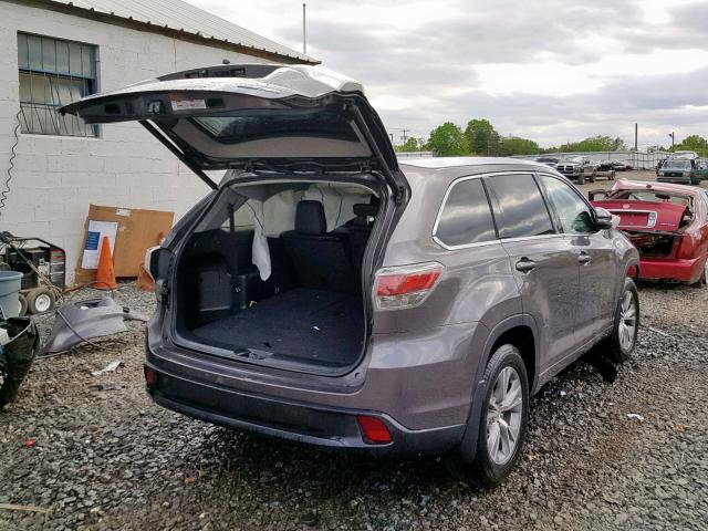 5TDJKRFH3FS150173 - 2015 TOYOTA HIGHLANDER GRAY photo 4