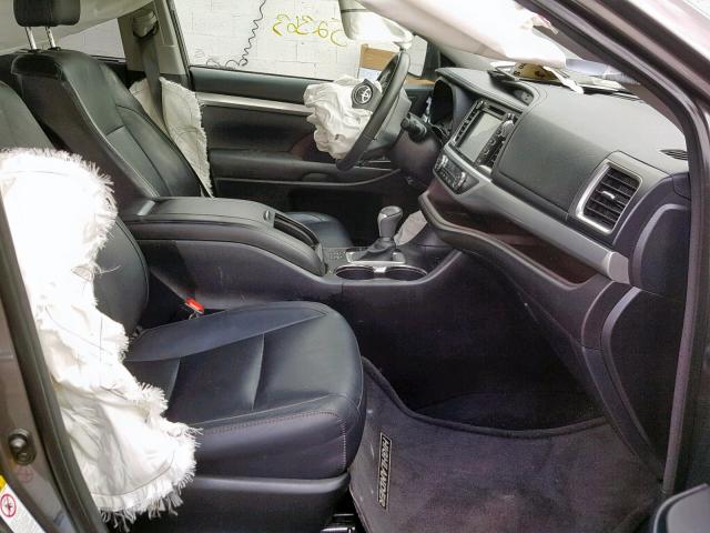 5TDJKRFH3FS150173 - 2015 TOYOTA HIGHLANDER GRAY photo 5