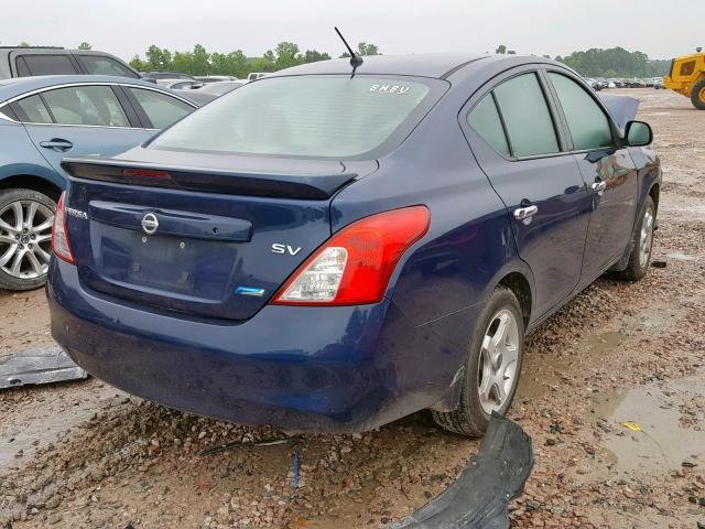 3N1CN7AP3EL877260 - 2014 NISSAN VERSA BLUE photo 4