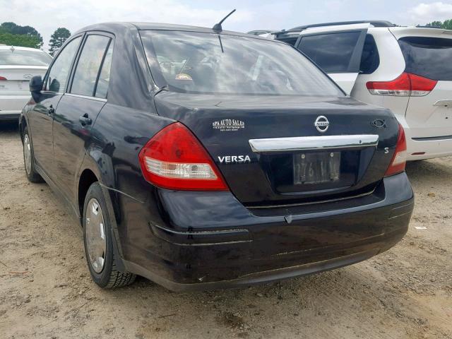 3N1BC11E57L449111 - 2007 NISSAN VERSA S BLACK photo 3