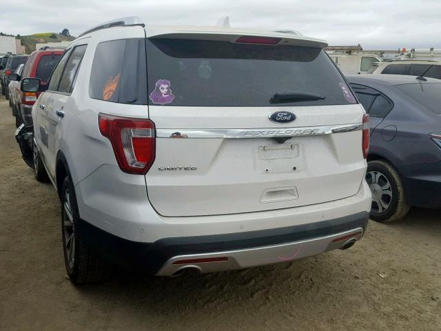 1FM5K7F80HGC15057 - 2017 FORD EXPLORER L WHITE photo 3