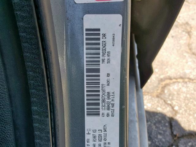 1C3CCBBG7CN107777 - 2012 CHRYSLER 200 TOURIN GRAY photo 10