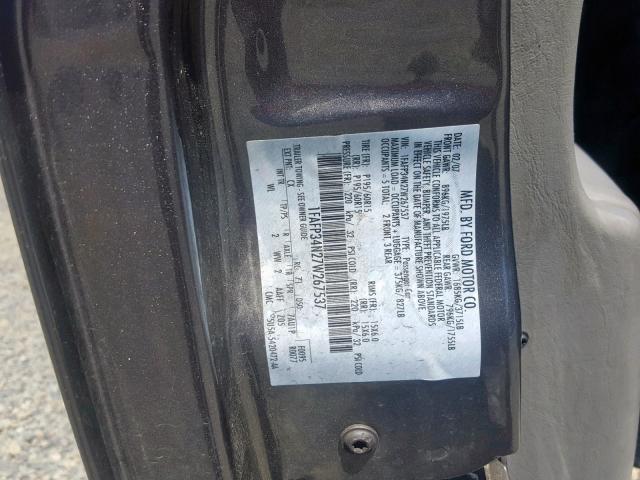 1FAFP34N27W267537 - 2007 FORD FOCUS ZX4 GRAY photo 10