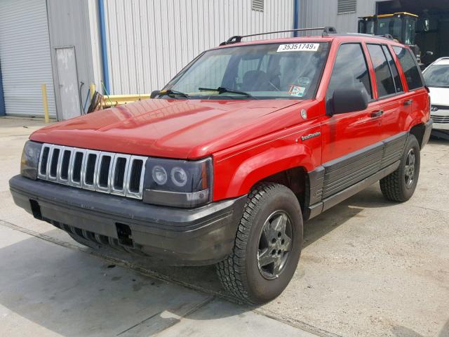 1J4GZ58S6RC345448 - 1994 JEEP GRAND CHER RED photo 2