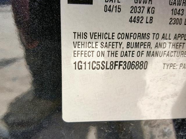 1G11C5SL8FF306880 - 2015 CHEVROLET MALIBU 1LT შავი ფოტო 10