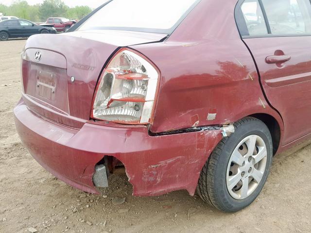 KMHCN46C46U024094 - 2006 HYUNDAI ACCENT GLS MAROON photo 9