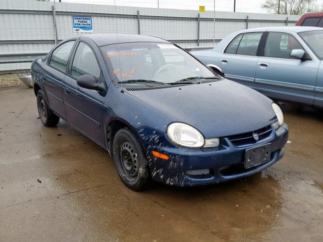 1B3AS46C92D607650 - 2002 DODGE NEON SE BLUE photo 1