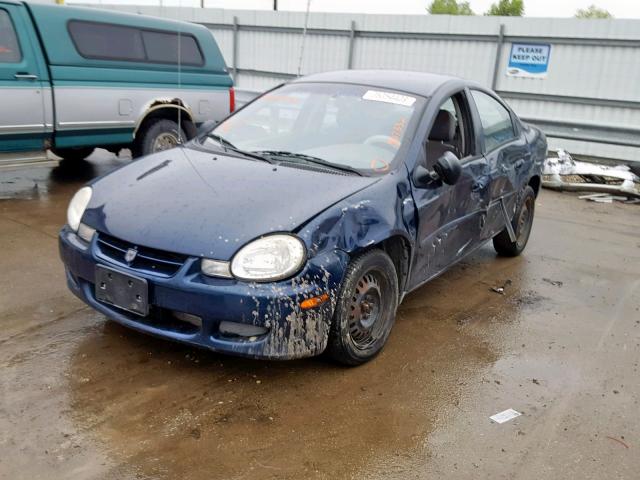 1B3AS46C92D607650 - 2002 DODGE NEON SE BLUE photo 2