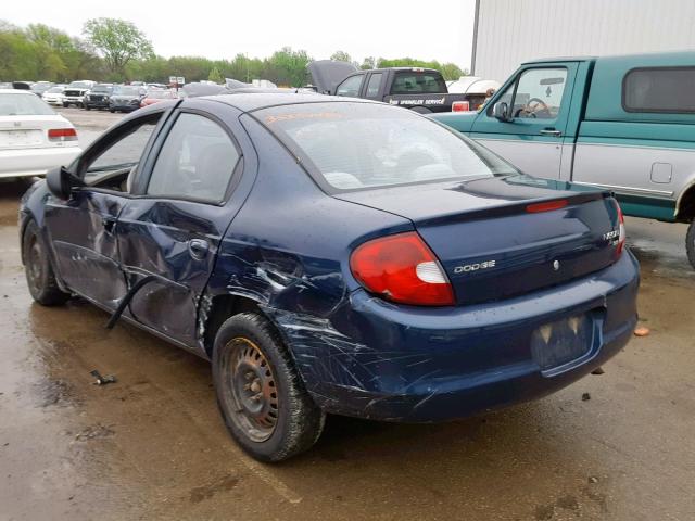 1B3AS46C92D607650 - 2002 DODGE NEON SE BLUE photo 3