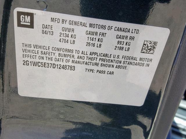 2G1WC5E37D1248783 - 2013 CHEVROLET IMPALA LTZ BLACK photo 10