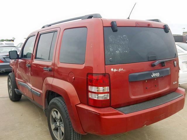 1J8GP28K28W167652 - 2008 JEEP LIBERTY SP RED photo 3