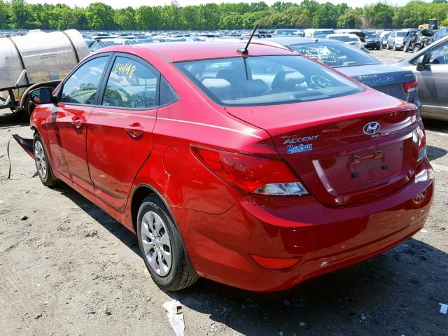 KMHCT4AE6GU138131 - 2016 HYUNDAI ACCENT SE RED photo 3