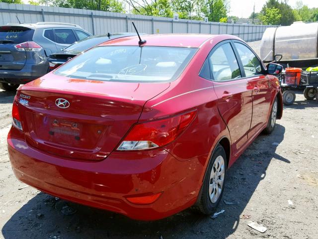 KMHCT4AE6GU138131 - 2016 HYUNDAI ACCENT SE RED photo 4