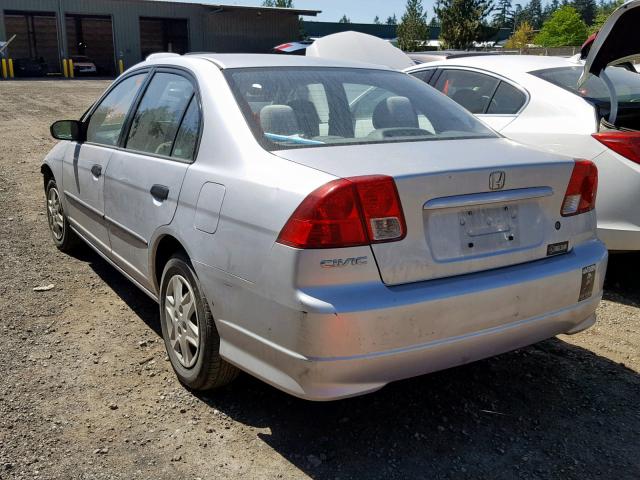 2HGES16405H581908 - 2005 HONDA CIVIC DX SILVER photo 3